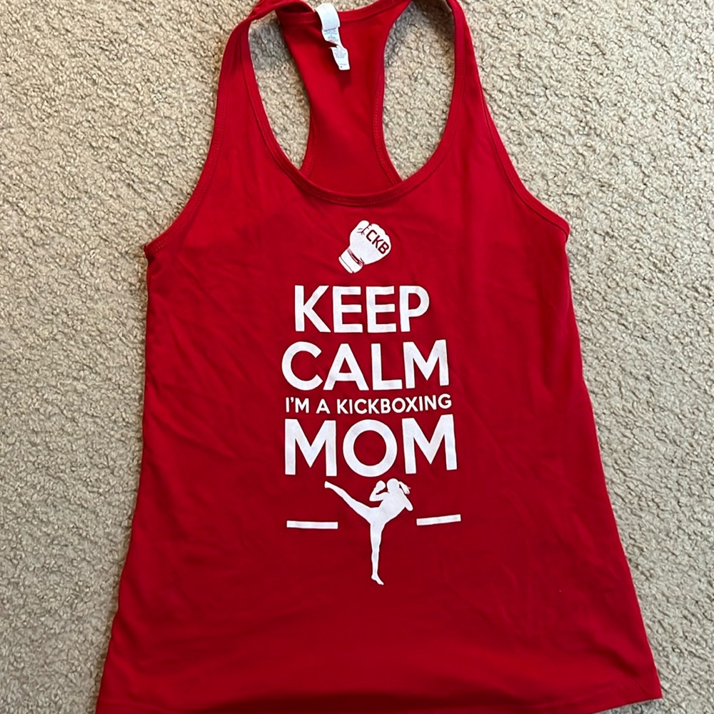 ILKB - keep calm in a kickboxing mom red tank